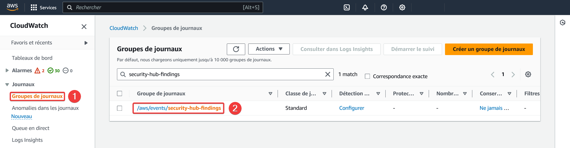 AWS - CloudWatch - Groupes de journaux