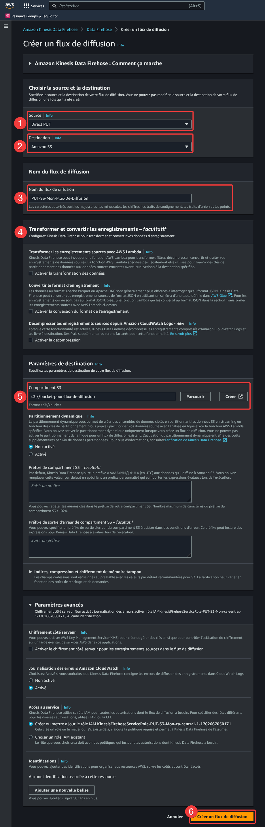 AWS - Kinesis Data Firehose - Créer un flux de diffusion