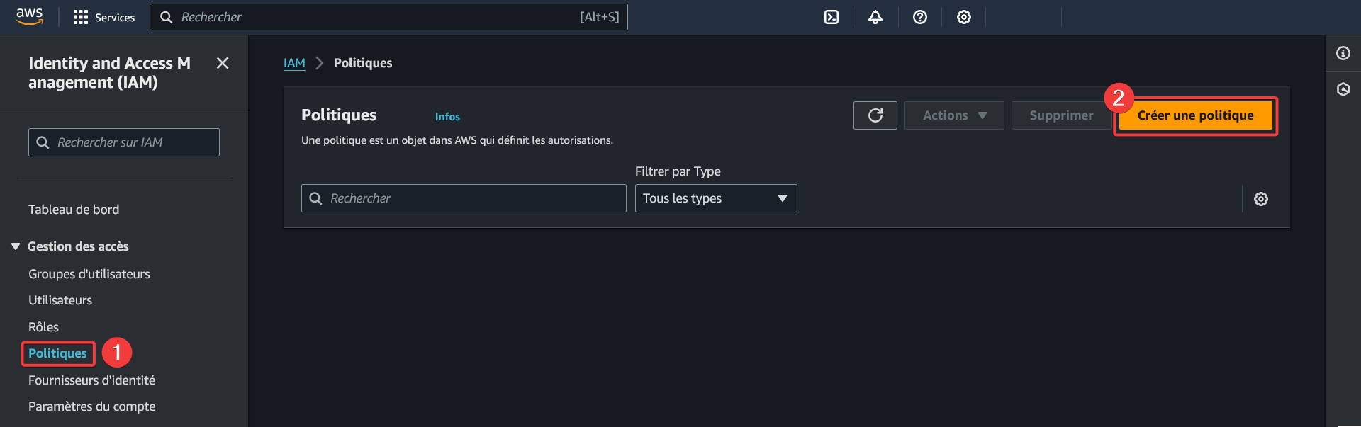 AWS - IAM - Politiques