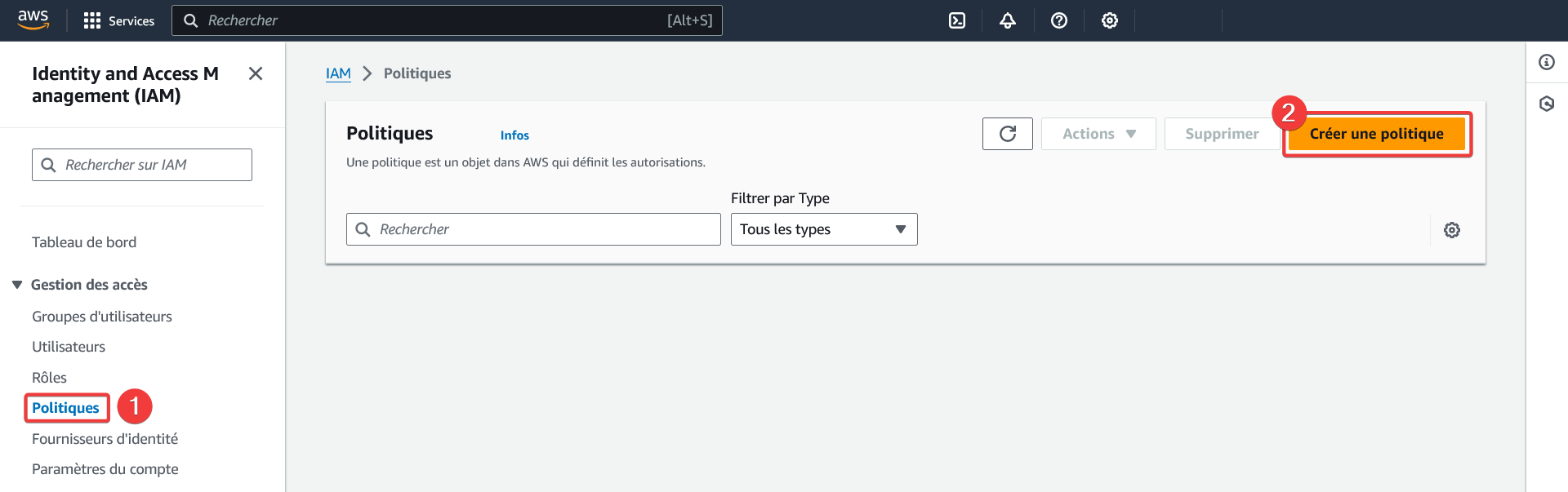 AWS - IAM - Politiques