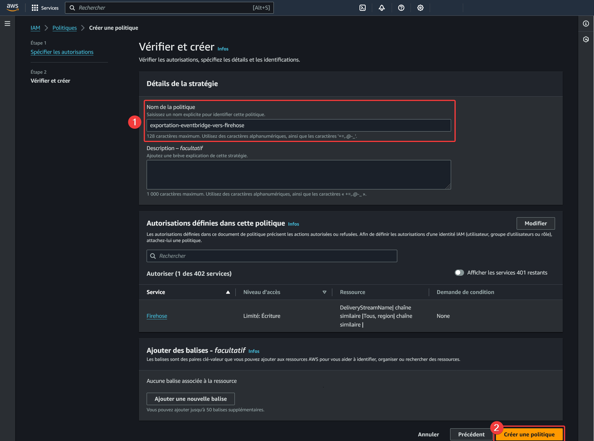 AWS - IAM - Politiques - Créer une politique