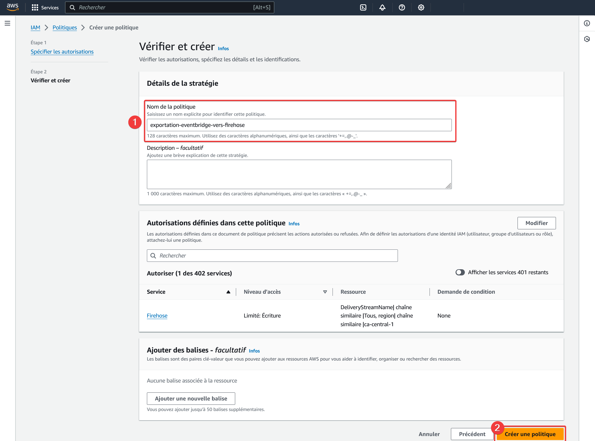 AWS - IAM - Politiques - Créer une politique