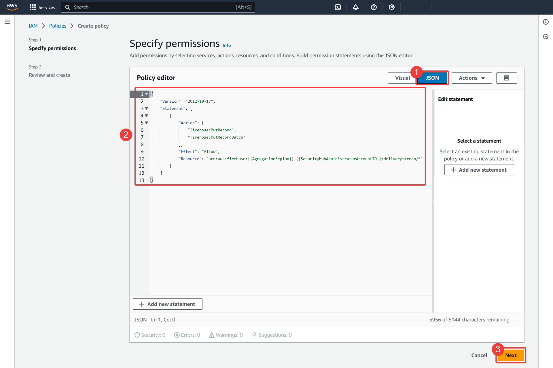 AWS - IAM - Policies - Create policy - Specify permissions