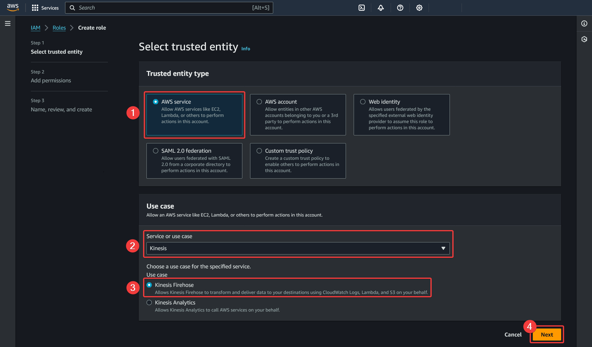 AWS - IAM - Roles - Create a role