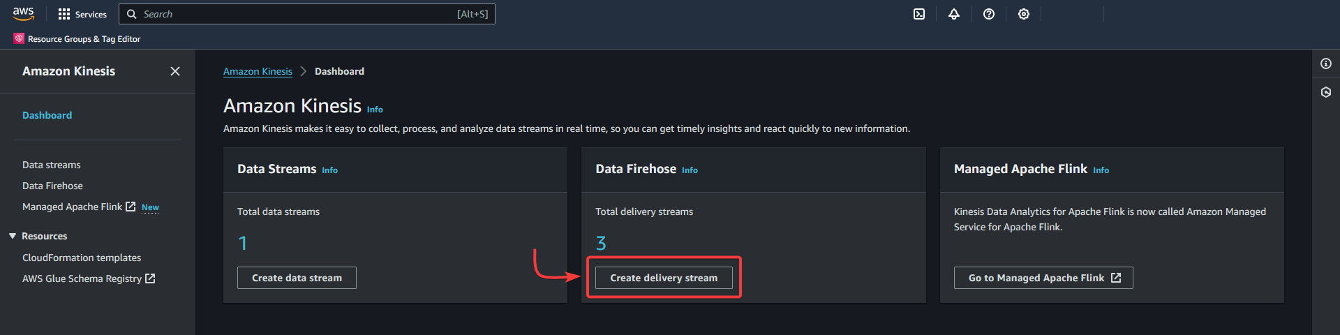 AWS - Kinesis - Create delivery stream