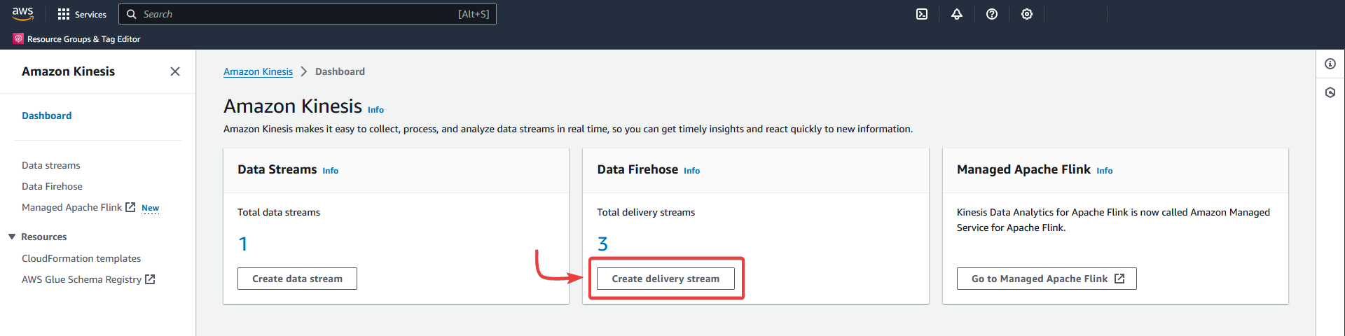 AWS - Kinesis - Create delivery stream