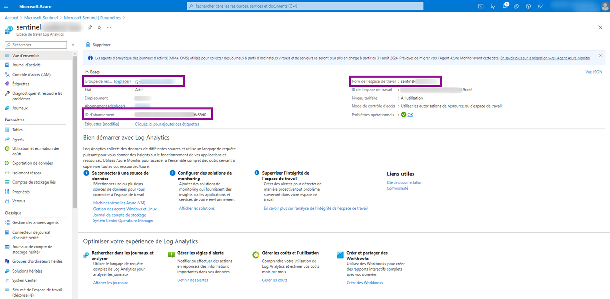 Azure - Log Analytics workspace - Instance - Overview